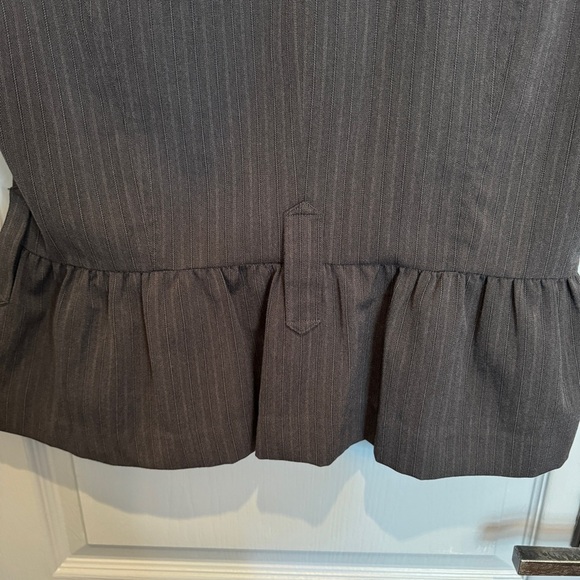 Guess Y2K Office Siren Cap Sleeve Blazer Sz L Gray Pinstripe Sexy 90s NO BELT - Picture 9 of 15